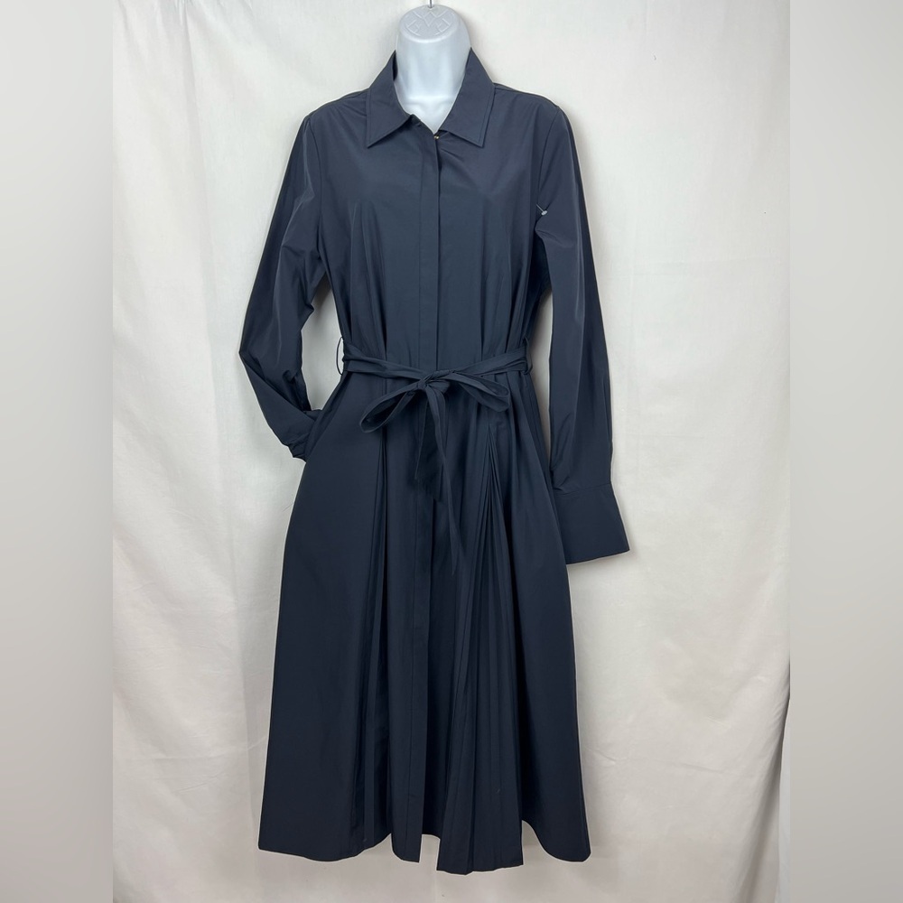 DEREK LAM 10 CROSBY stunning Annette Pleated Shirtdress - Navy 69% off retail - Picture 4 of 13